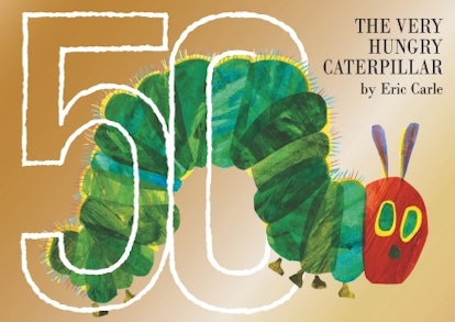 The book cover of a "The Very Hungry Caterpillar" book by Eric Carle