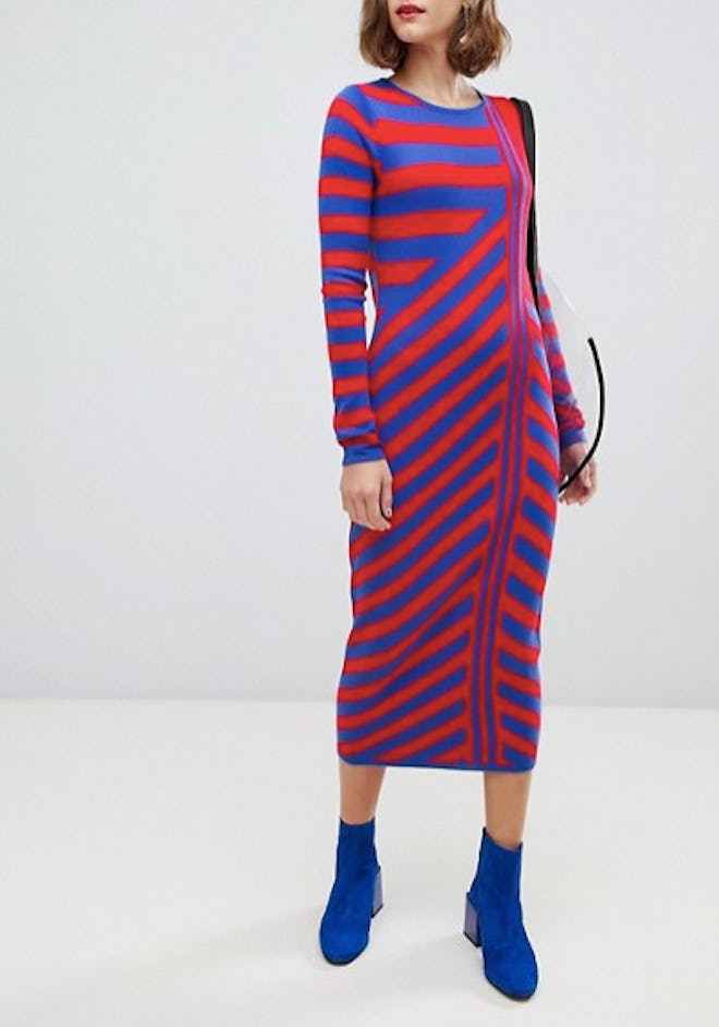 Knitted Dress in Cut Stripe