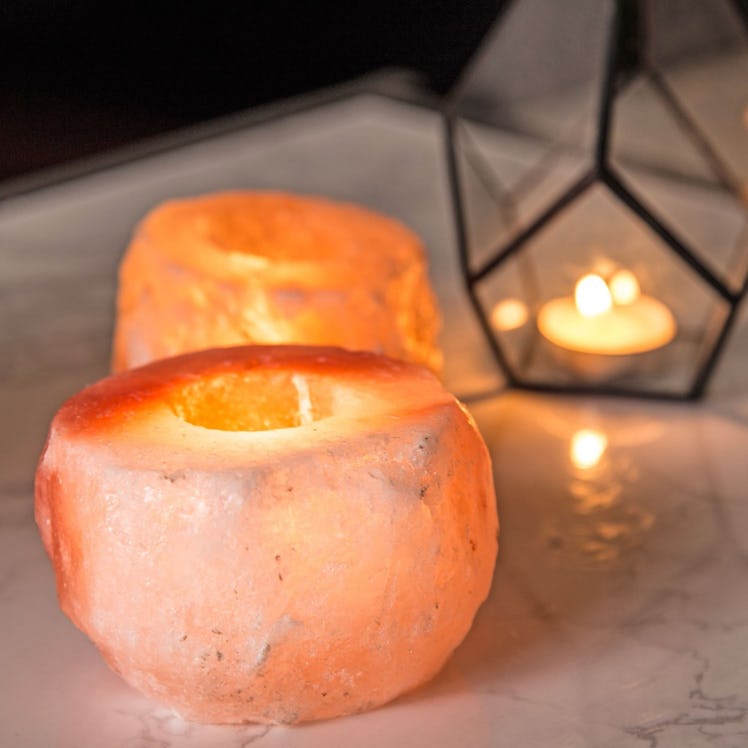 Crystal Allies Himalayan Salt Tea Light Candle Holders (2 Pack)