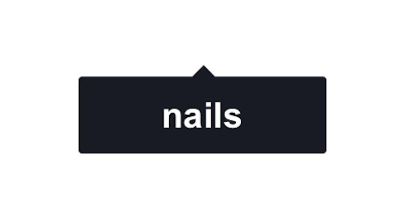 The text 'nails' in a black box on a white backround