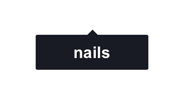 The text 'nails' in a black box on a white backround