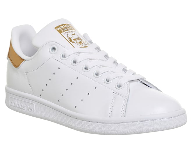 Adidas White & Gold Stan Smith Trainers