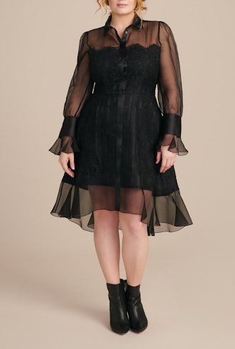 Button Front Lace Shirtdress