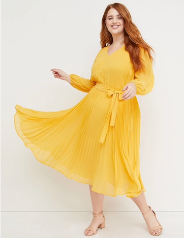 Beauticurve Pleated Midi Dress in "Yolk Yellow"