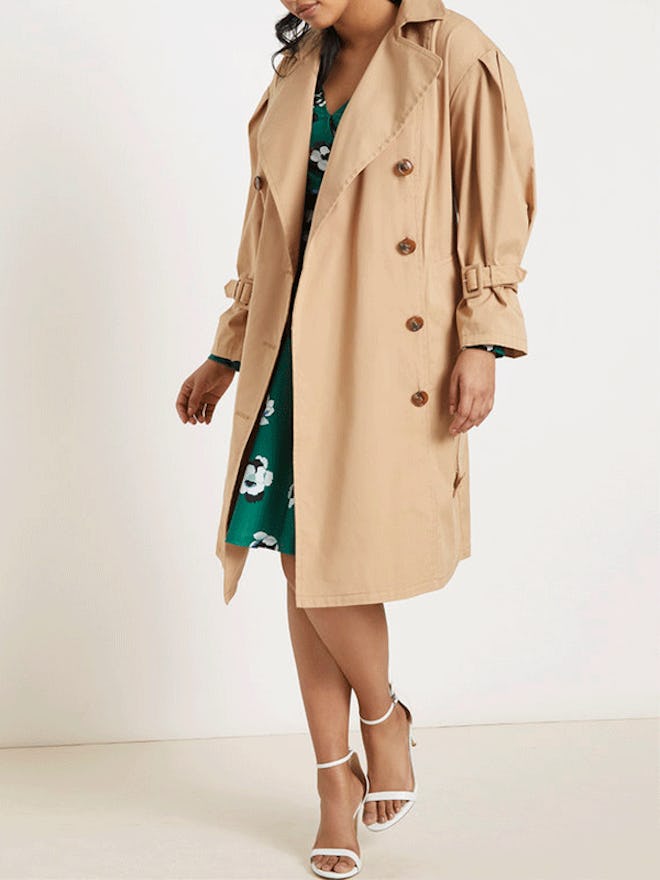Puff Sleeve Leather Trench