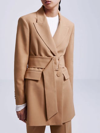 Tibi tablier belted woven 2025 blazer
