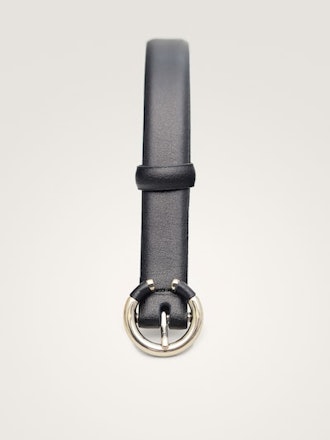 Black Nappa Leather Belt With Contrast Buckle 