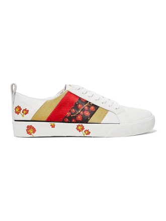 Tess Grosgrain-Trimmed Floral-Print Leather Sneakers