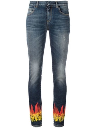 Flame Print Skinny Jeans