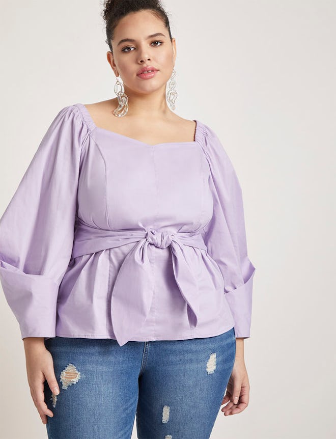 Tie Front Puff Sleeve Top