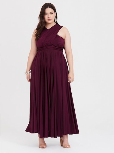 Special Occasion Burgundy Studio Knit Convertible Maxi Dress