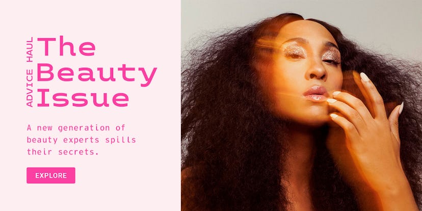 A collage of 'The Beauty Issue' next to Michaela Jaé Rodriguez