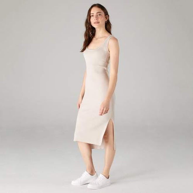 Tank Dress with Side Slits Pebble