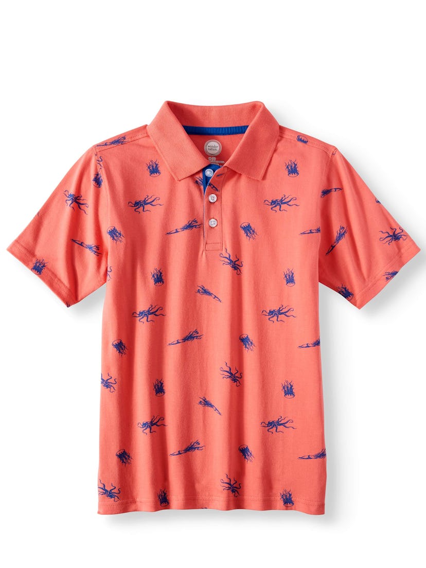 Wonder Nation Short Sleeve Printed Jersey Polo