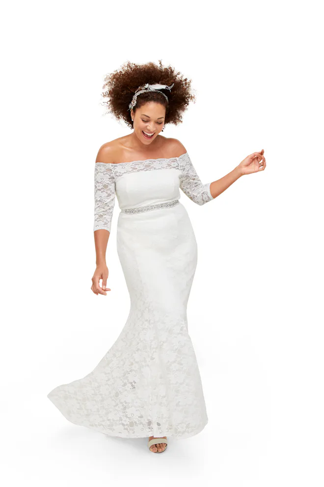 Bridal Collection Torrid Evening Wear Plus Size Ivory Lace Tulle Beaded Sash A-Line Wedding Dress Bridal Collection Torrid Evening Wear Plus Size Ivory Lace Tulle Beaded Sash A-Line Wedding Dress