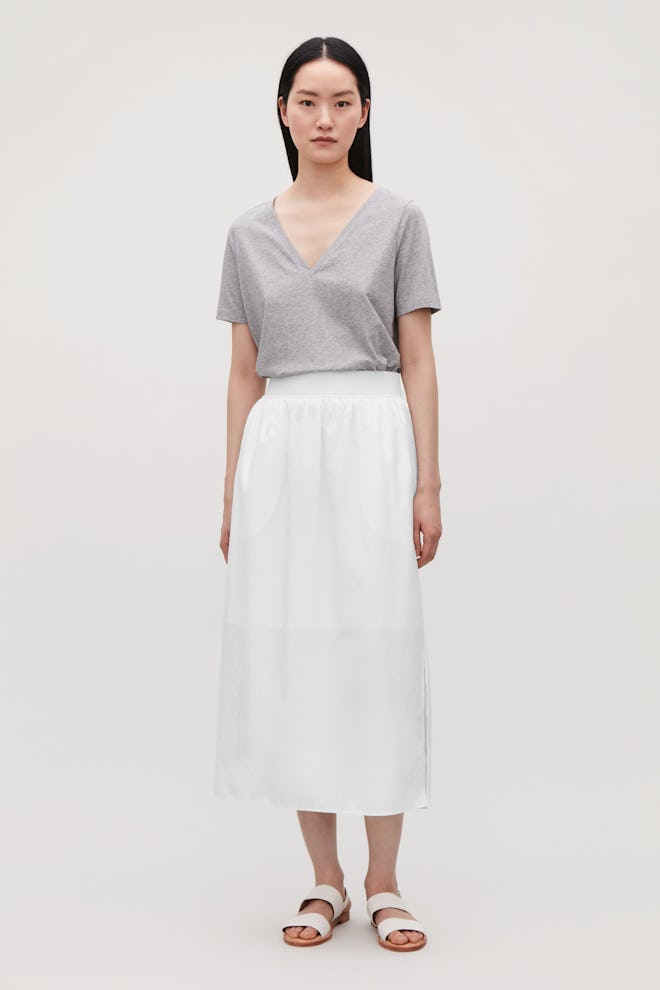 Wide-Elastic Cotton Skirt 