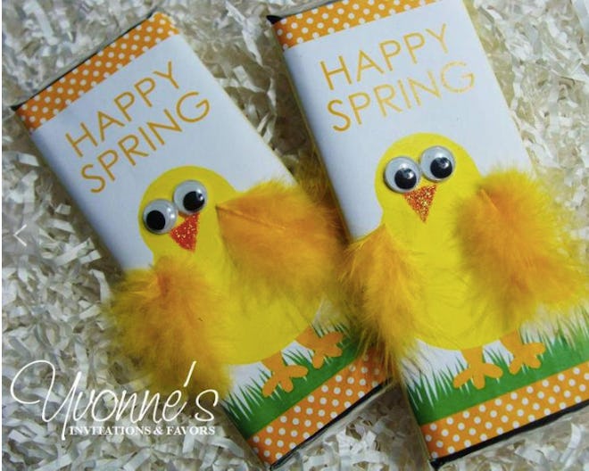 Easter Chocolate Bar with Yellow Chick Feathers