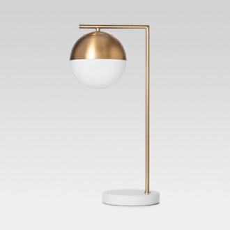 Geneva Glass Globe with Marble Base Task Lamp Brass — Project 62