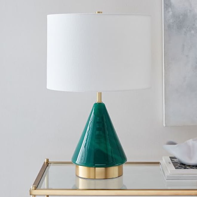 Metalized Glass Table Lamp + USB - Small (Green)