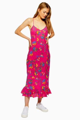Bright Floral Print Slip Dress