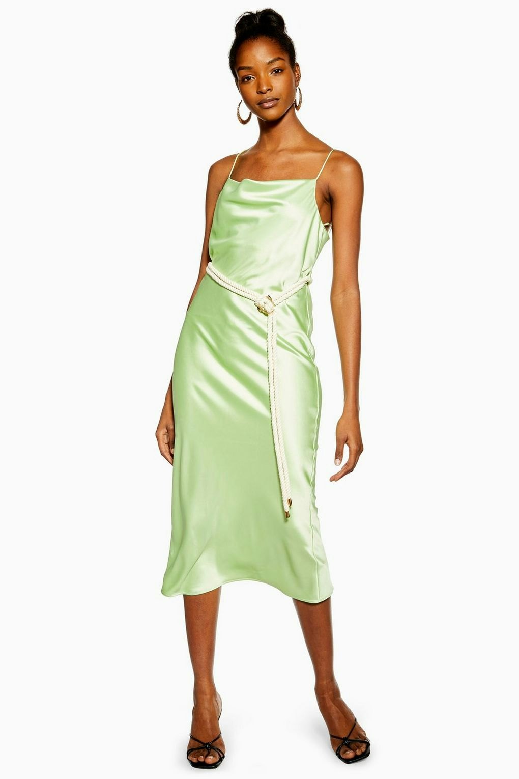 Topshop green satin slip 2024 dress