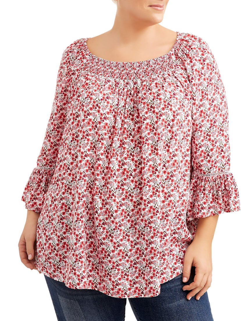 Terra & Sky  Women's Plus Size Woven Peasant Top