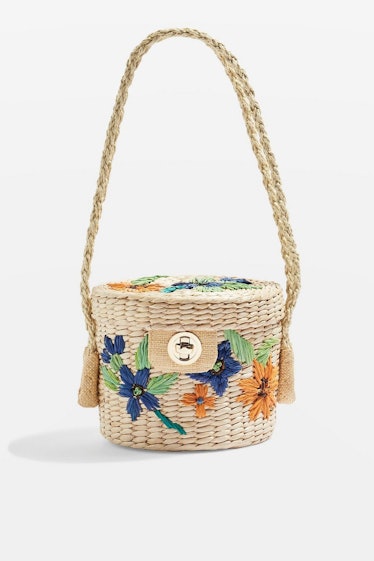 Fable Embroidered Straw Buckle Bag