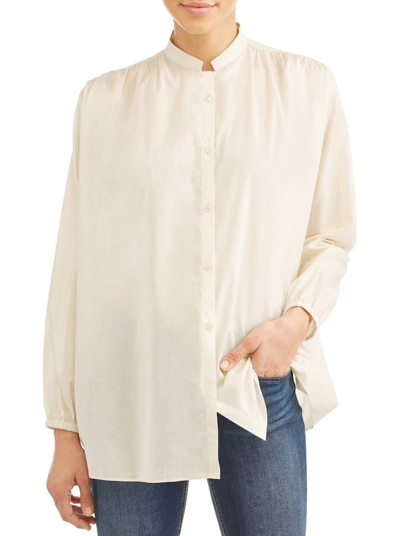 TEXTILE  Women's Murphy Collarless Button-Front Blouse