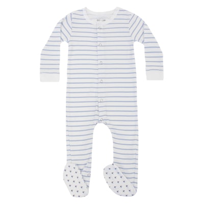 Baby/Toddler Organic Footed Striped Bodysuit in Zen Blue