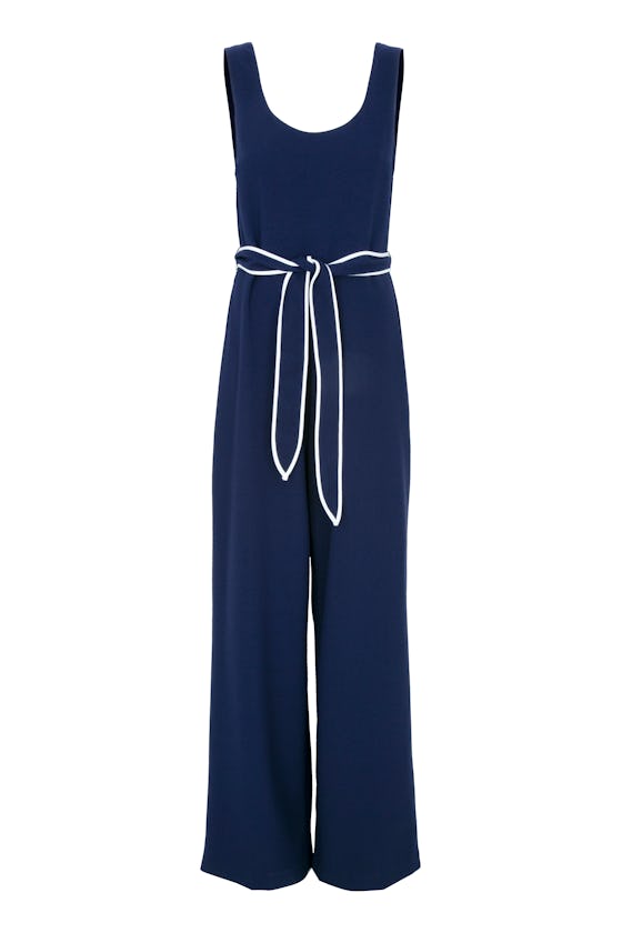 Tie Contrast Trip Jumpsuit
