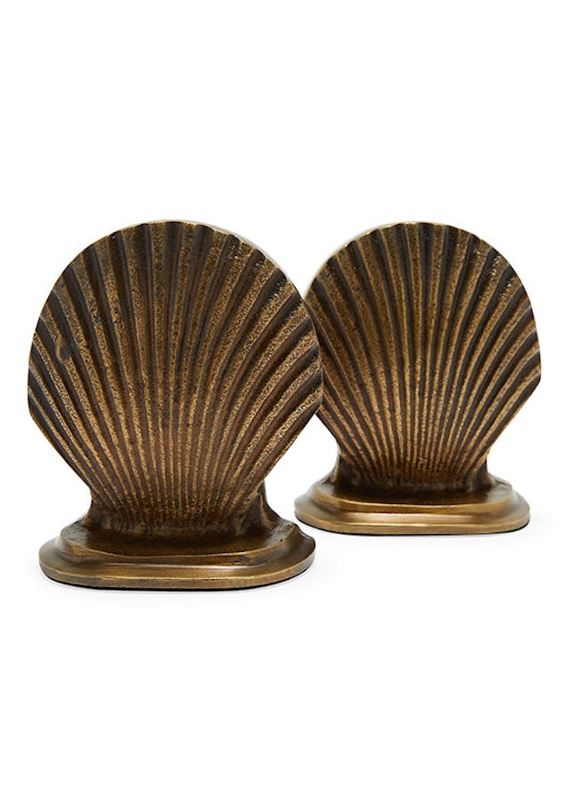 Antique Brass Sea Shell Bookends