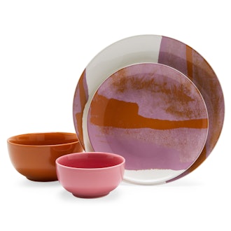 Vintage Marble 16 Piece Dinnerware Set, Palm Springs Pink by Drew Barrymore Flower Home