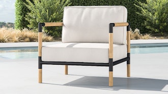 Barra Teak/Metal Lounge Chair with Silver Sunbrella ® Cushions