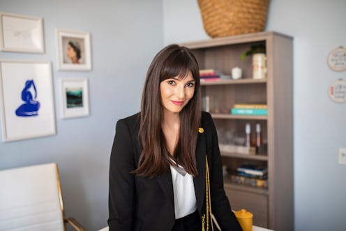  Designer Diana Sfera in a redecorated small office in New York City