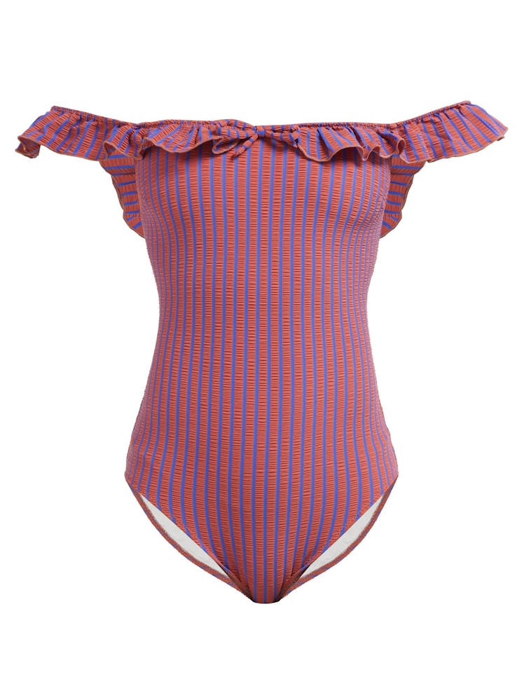 SOLID & STRIPED  The Amelia off-the-shoulder swimsuit