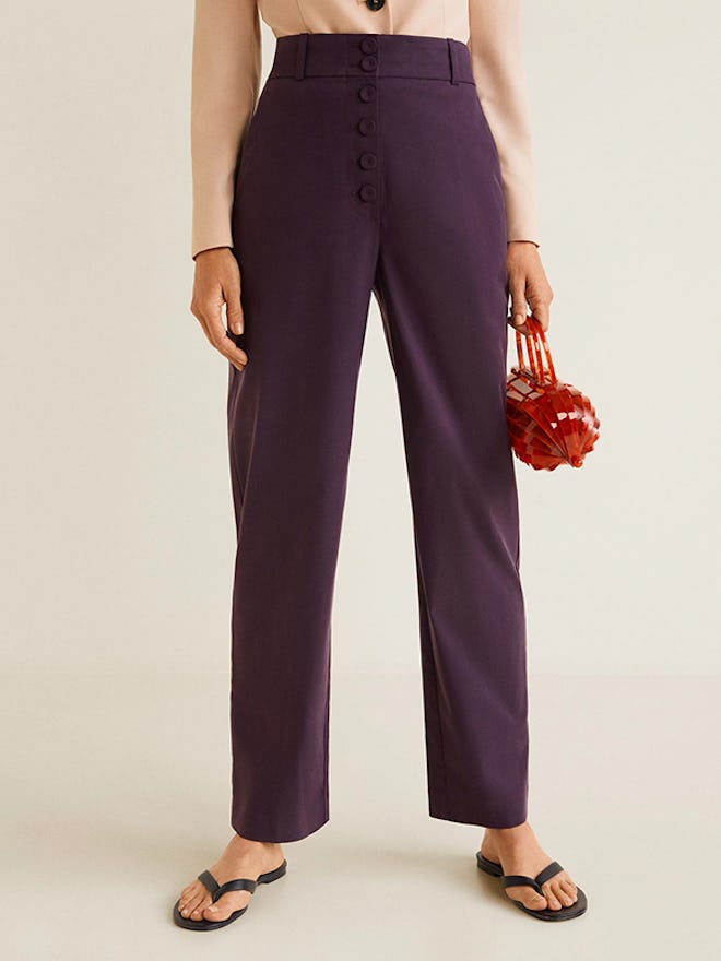 Buttoned Soft Fabric Trousers