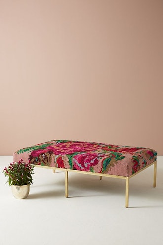 Floral Silk Carpet Ottoman 