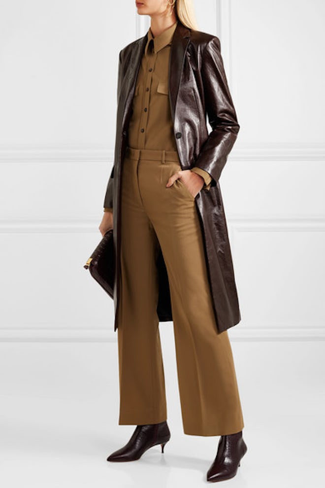 Textured-Leather Coat
