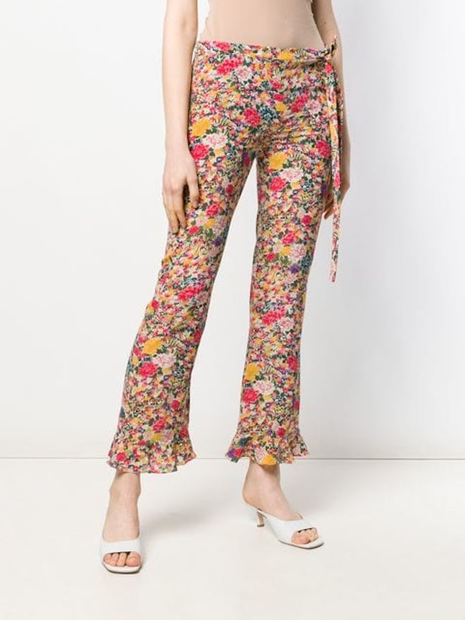 Flower Print Flare Trousers