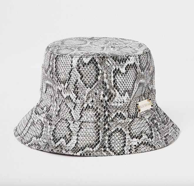 Grey Snake Print Bucket Hat