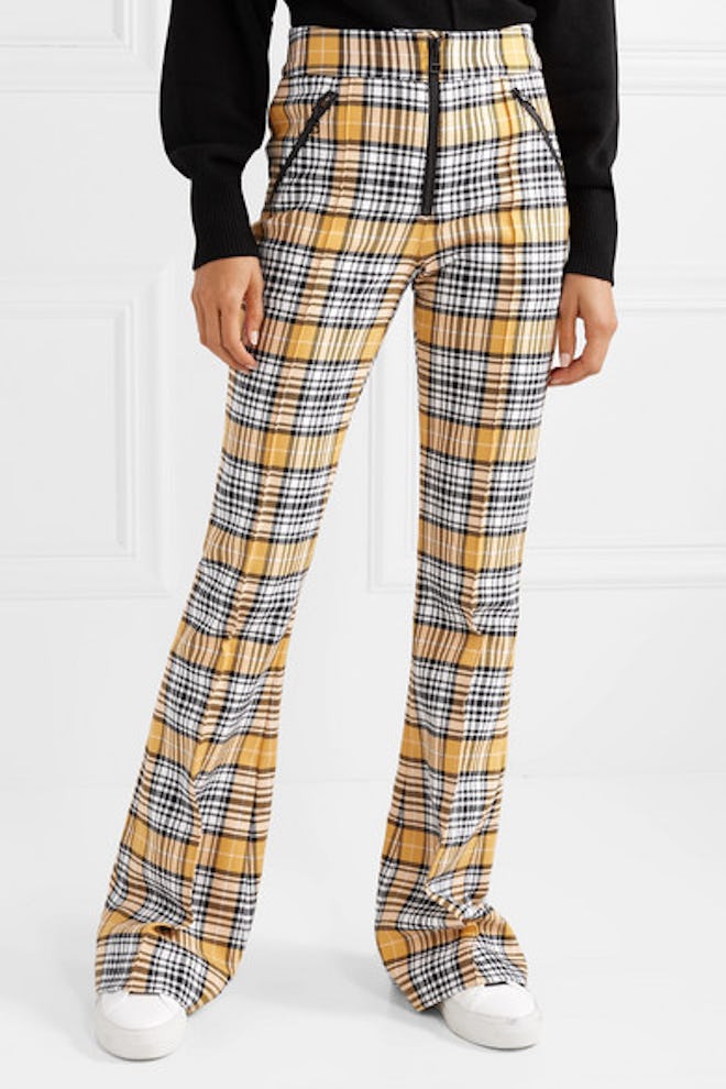 Fraser Checked Cotton-Blend Flared Pants