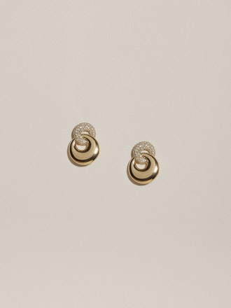 Duet Earrings (Pavé Diamond),  14k Yellow Gold