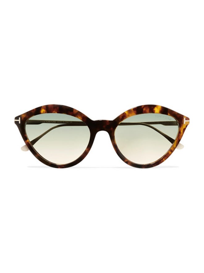 Cat-Eye Tortoiseshell Acetate And Gold-Tone Sunglasses