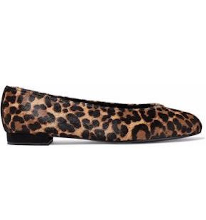 Leopard-Print Calf Hair Ballet Flats