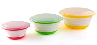 Fasmov Silicone Collapsible Storage Bowls with Lids-Set of 3