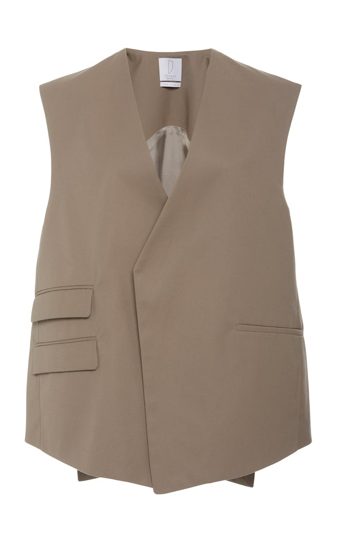 Trapeze Multi-Pocket Crepe Vest