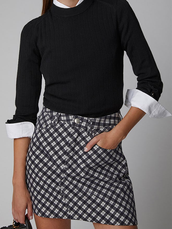 Checkered Cotton-Blend Mini-Skirt