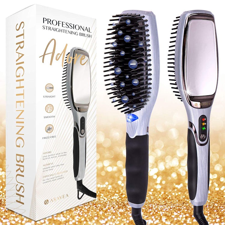 AsaVea Professional Hair Straightening Brush With Mirror