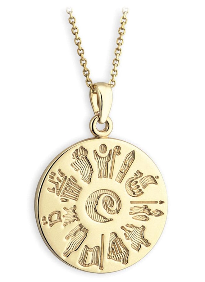 14K Gold History Of Ireland Disc Pendant