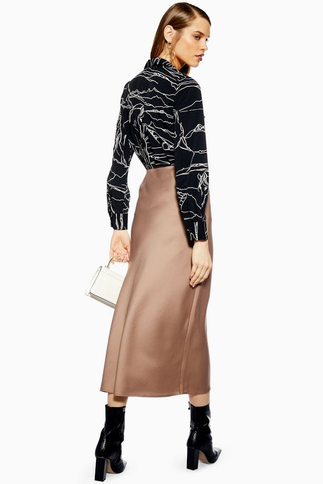 Topshop Satin Bias Midi Skirt